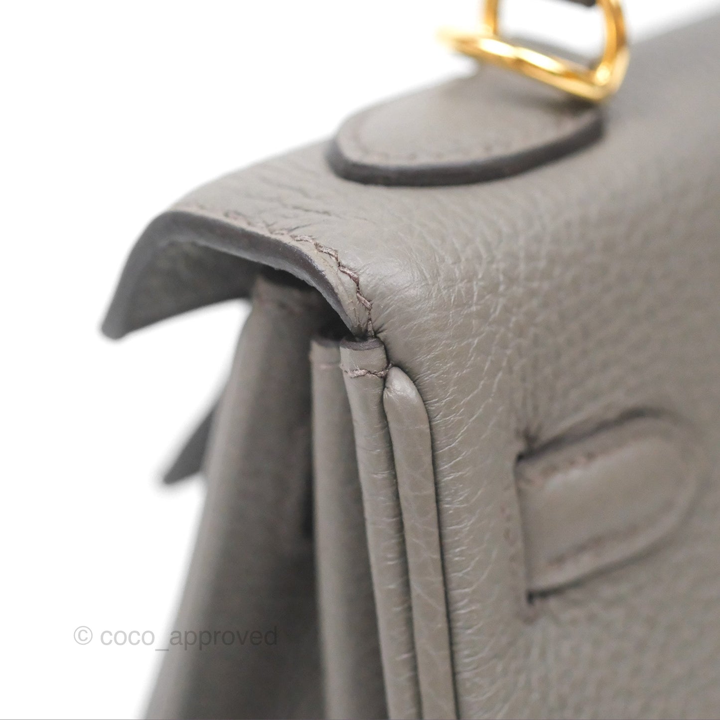 Hermès Kelly 25 Retourne Gris Etain 8F Togo Gold Hardware