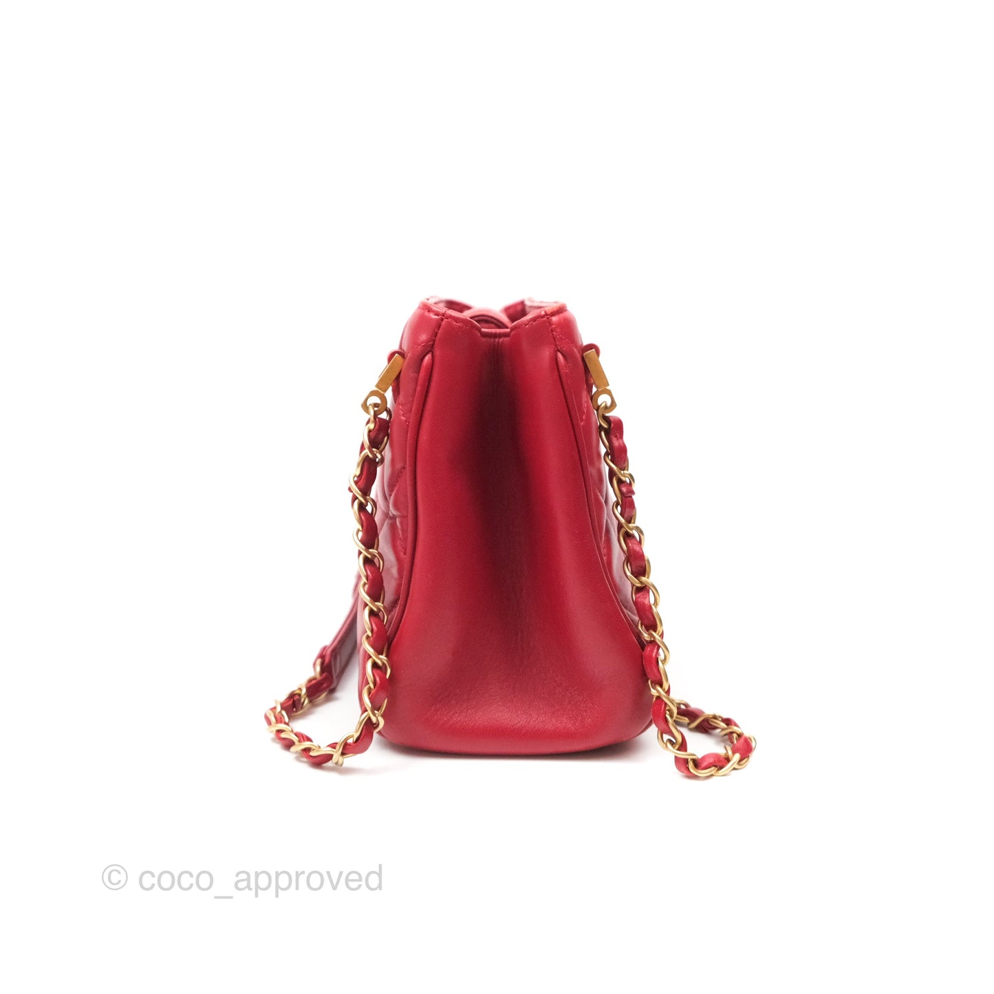 Chanel Tote Bag Red Lambskin Aged Gold Hardware
