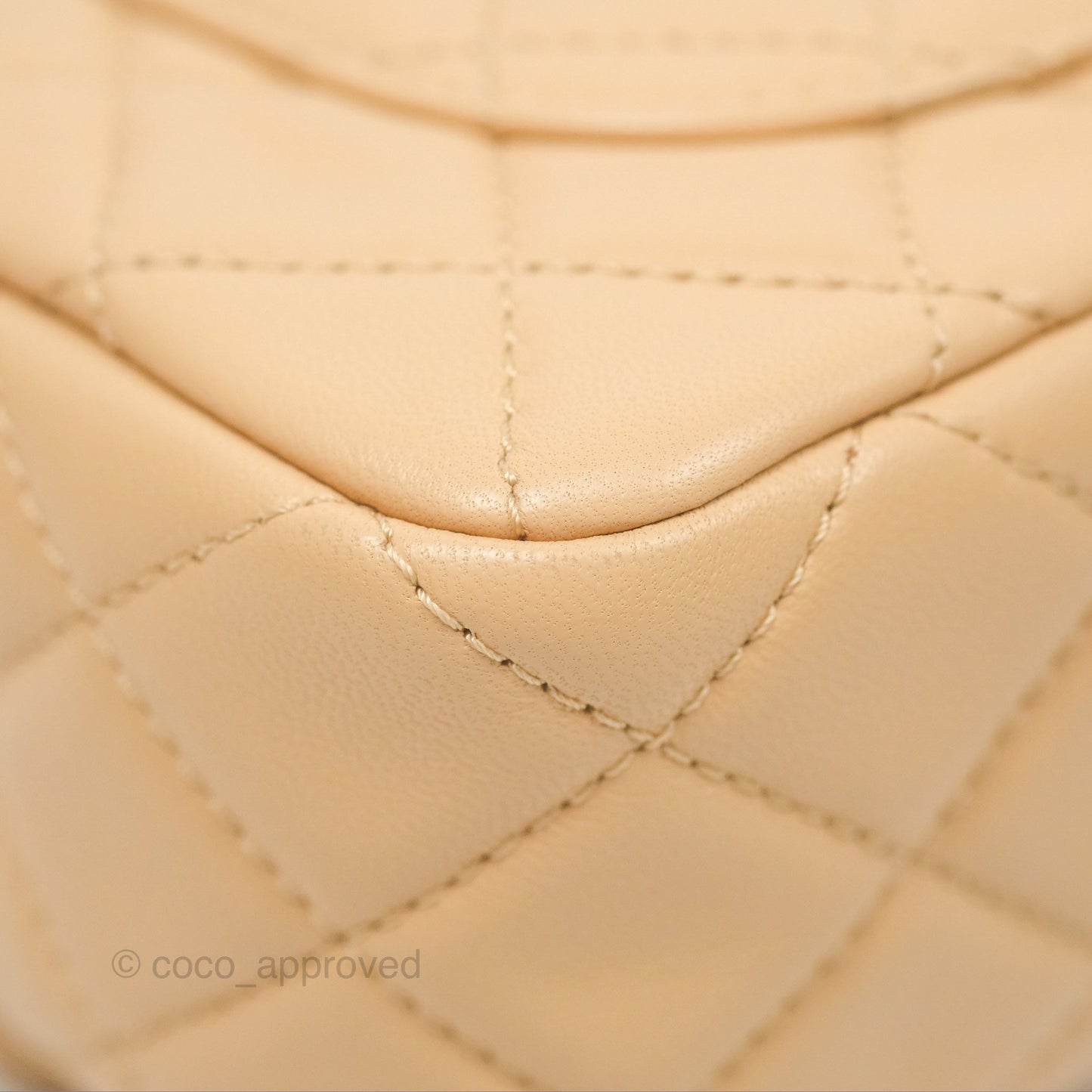 Chanel Pearl Crush Mini Rectangular Beige Lambskin Aged Gold Hardware
