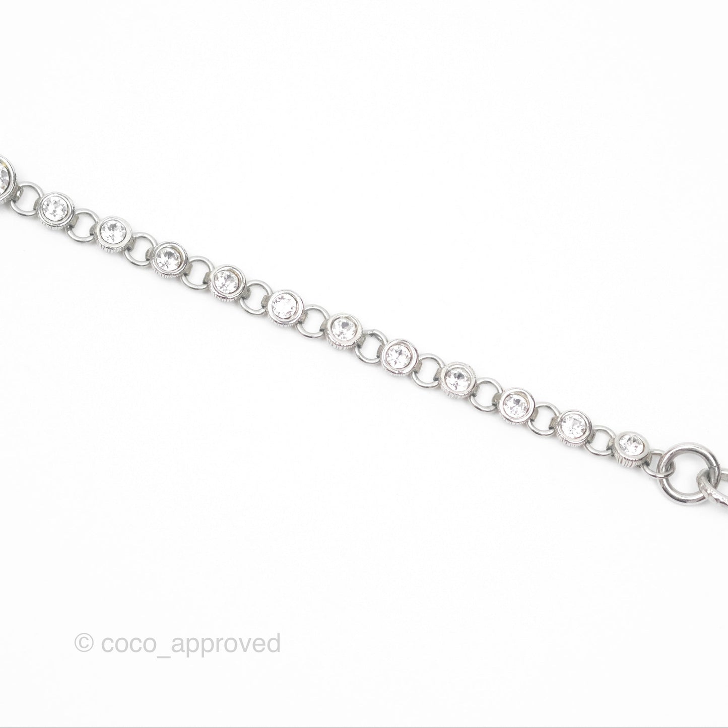 Chanel Crystal Pearl CC Necklace Choker Silver Tone 23S