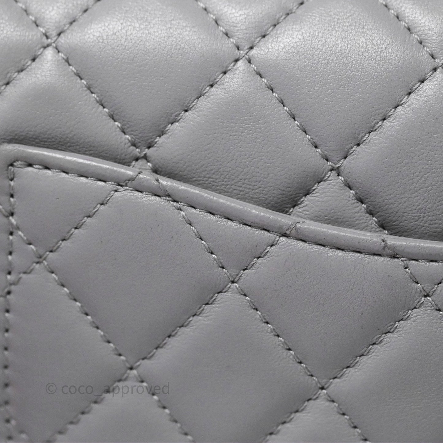 Chanel Pearl Crush Mini Rectangular Quilted Grey Lambskin Aged Gold Hardware