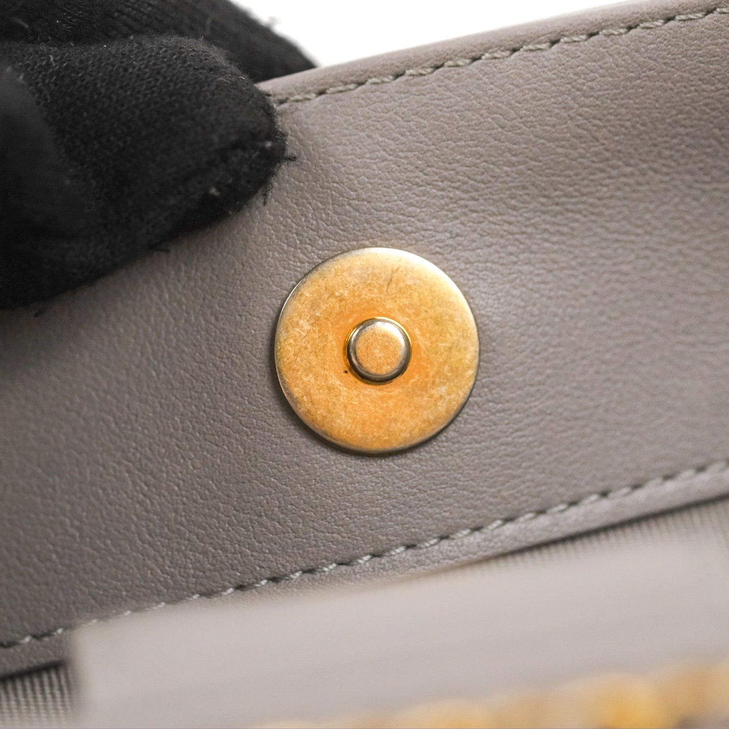 Chanel Small Chain Around Shopping Tote Grey Calfskin Aged Gold Hardware