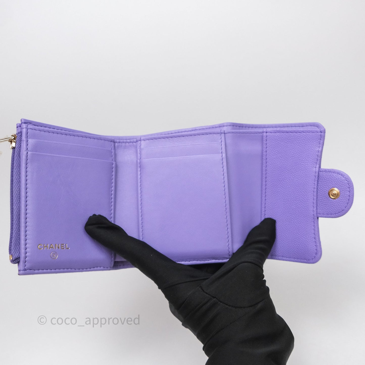 Chanel Classic Flap Wallet Purple Caviar Gold Hardware⁣ 20S