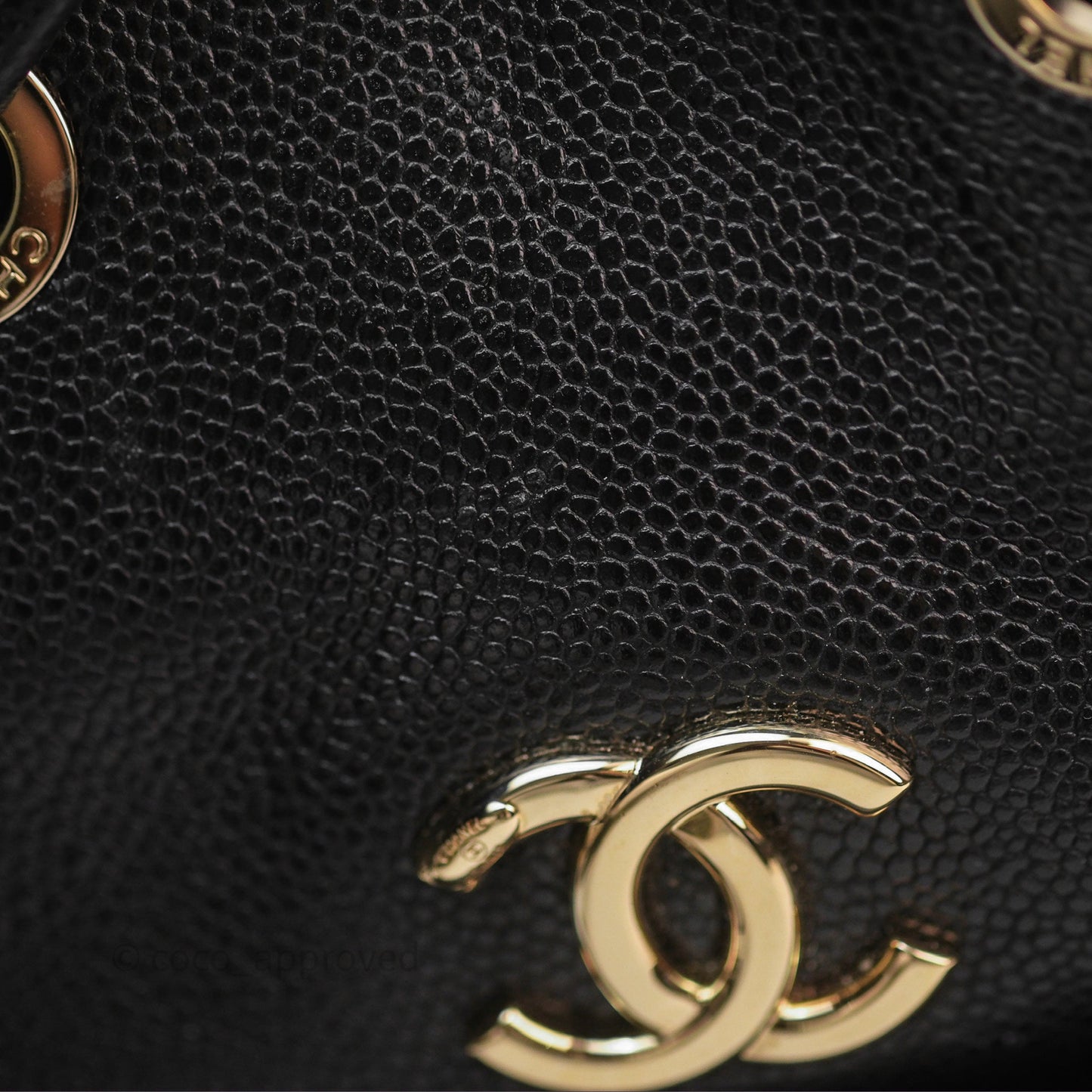 Chanel Business Affinity Drawstring Bucket Bag Black Caviar Gold Hardware