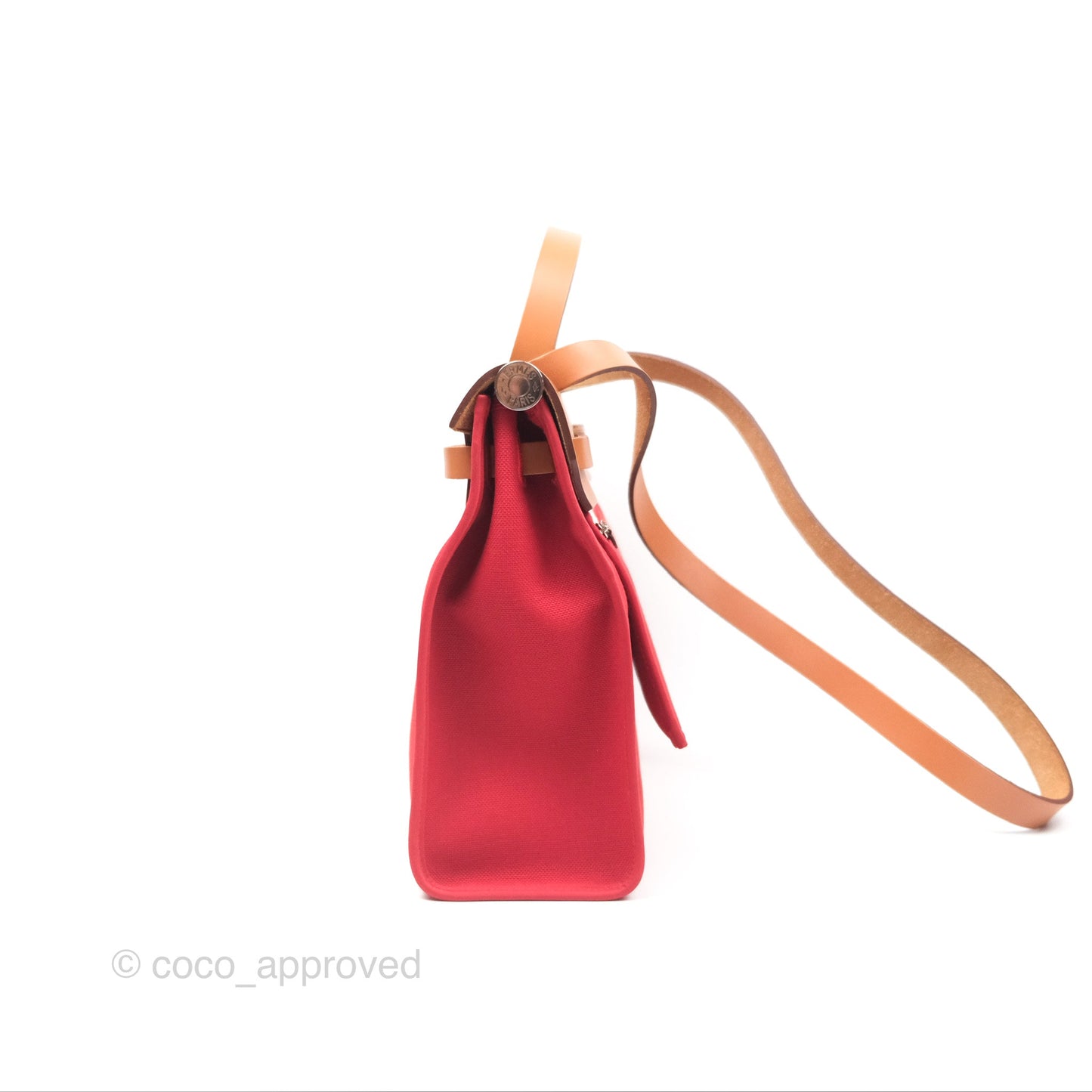 Hermès Herbag Zip 31 Rouge Tomate S5/ Naturel 27 Canvas Palladium Hardware