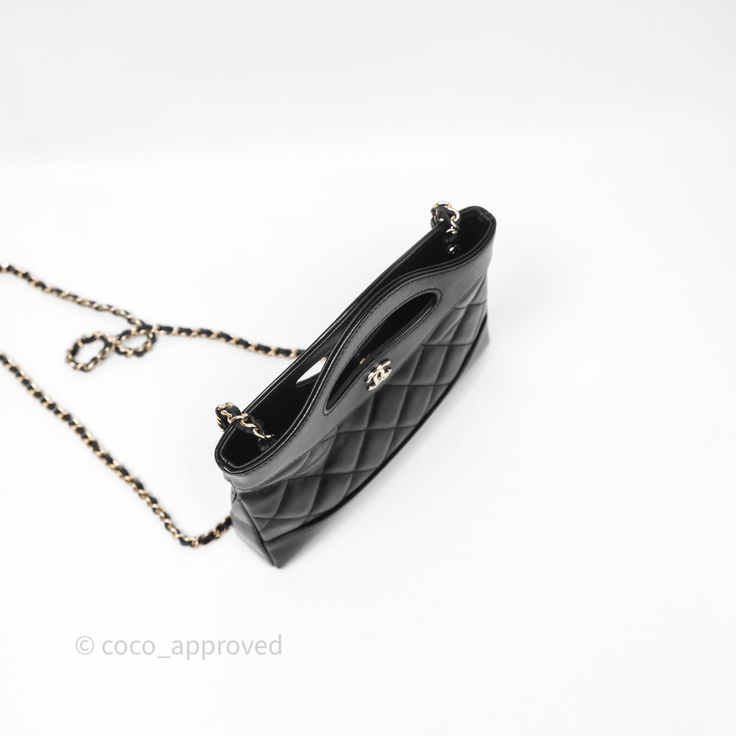 Chanel Nano 31 Black Shiny Lambskin Gold Hardware