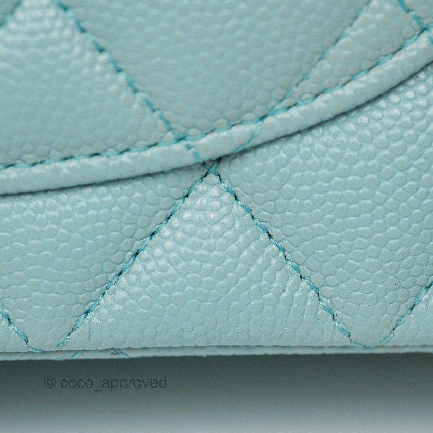 Chanel Small S/M Classic Flap Quilted Tiffany Blue Caviar Gold Hardware