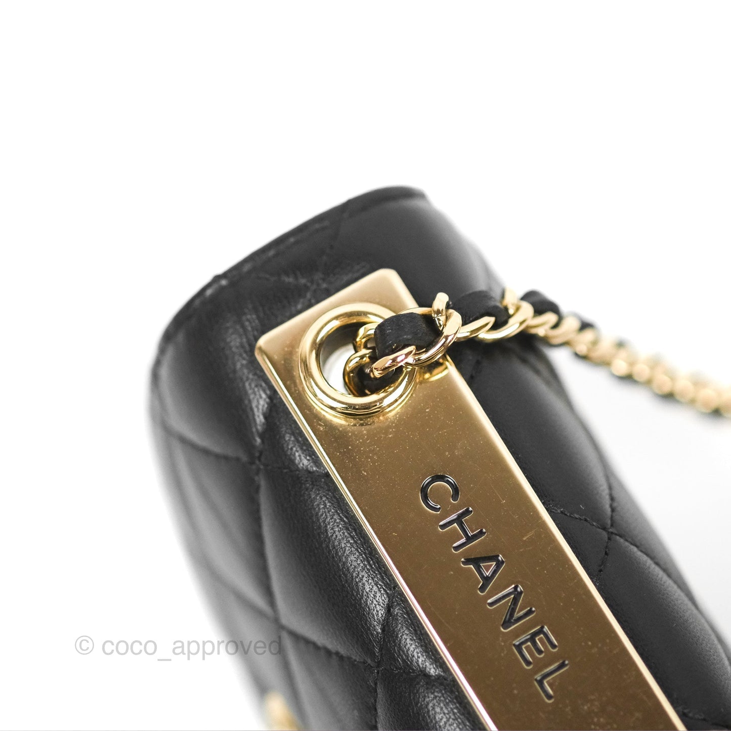 Chanel Mini Quilted Trendy CC Clutch With Chain Black Lambskin Gold Hardware