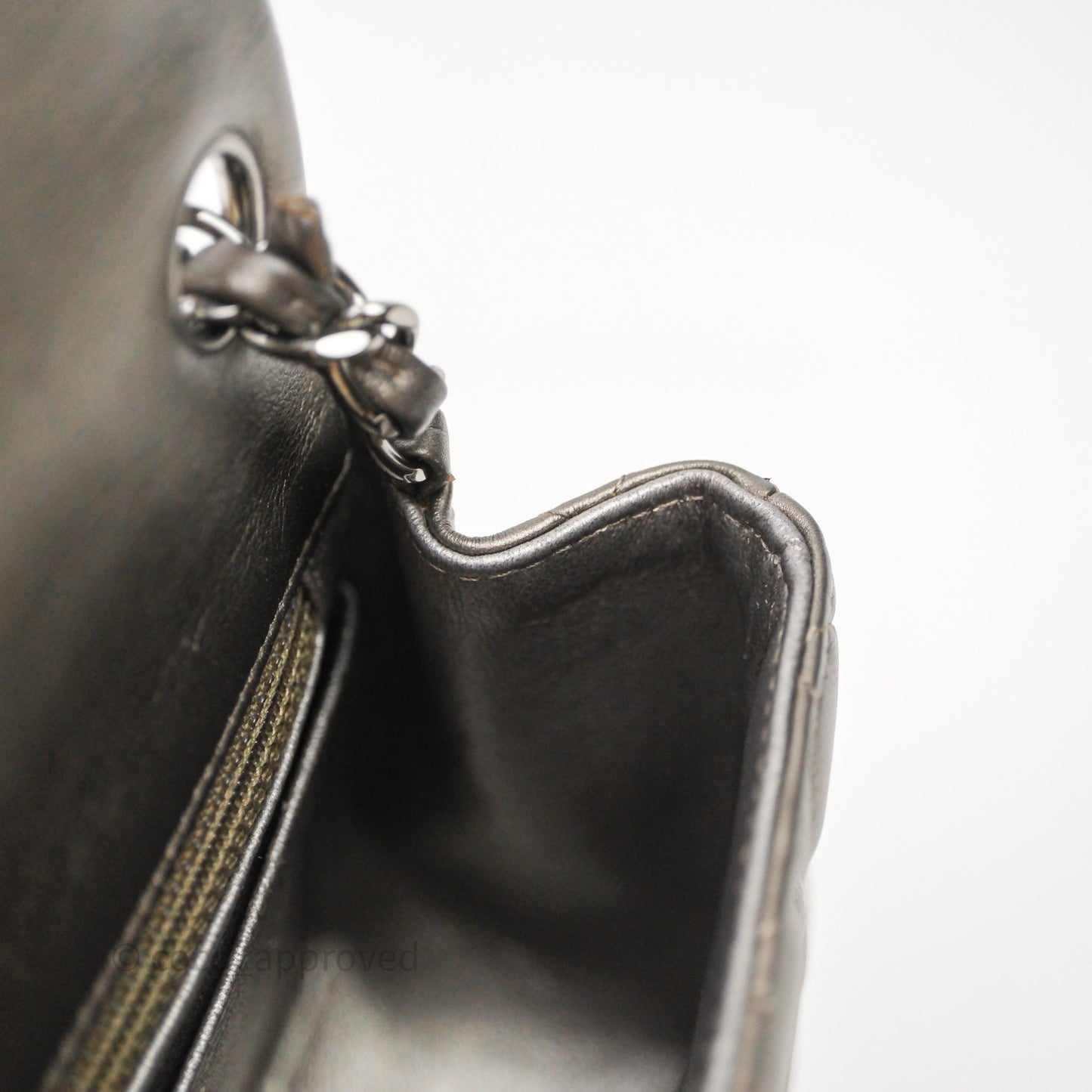 Chanel Mini Square Metallic Dark Grey Lambskin Dark Silver Hardware