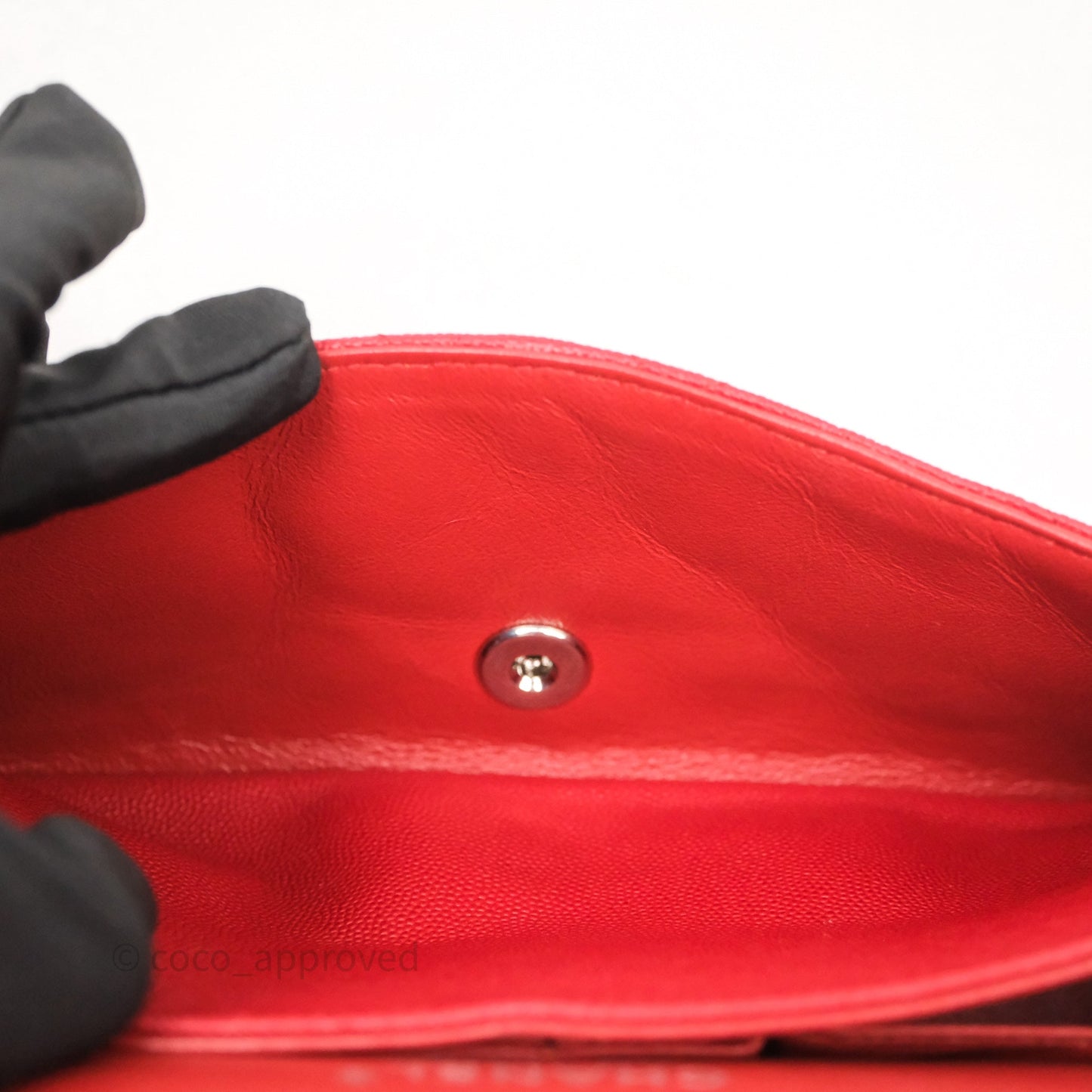 Chanel Classic M/L Medium Flap Quilted Red Caviar Silver Hardware