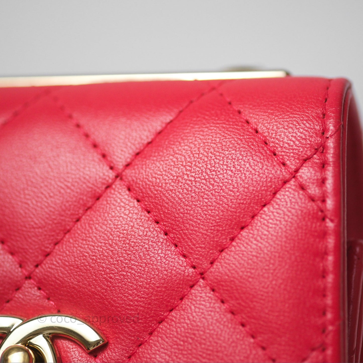 Chanel Mini Quilted Trendy CC Clutch With Chain Red Lambskin Gold Hardware