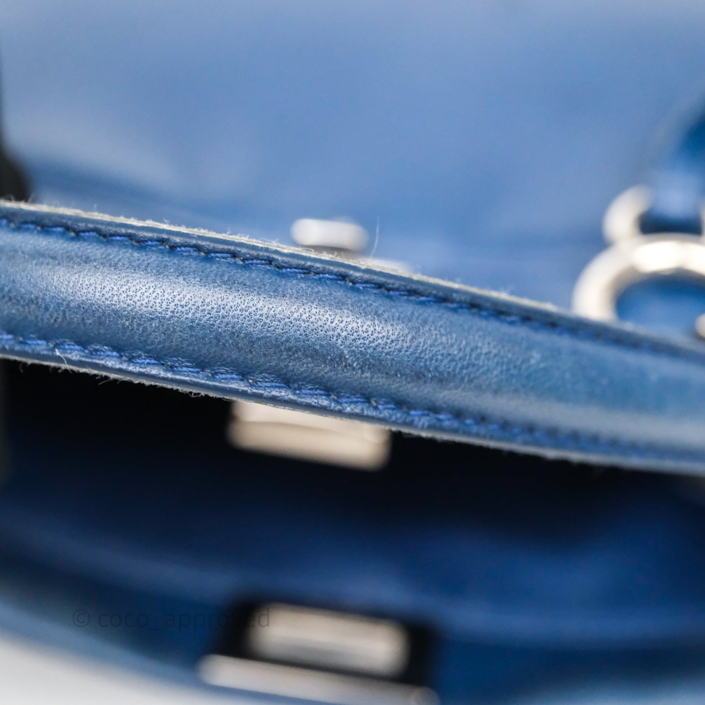 Fendi Nappa Mini Peekaboo Bag Blue Silver Hardware
