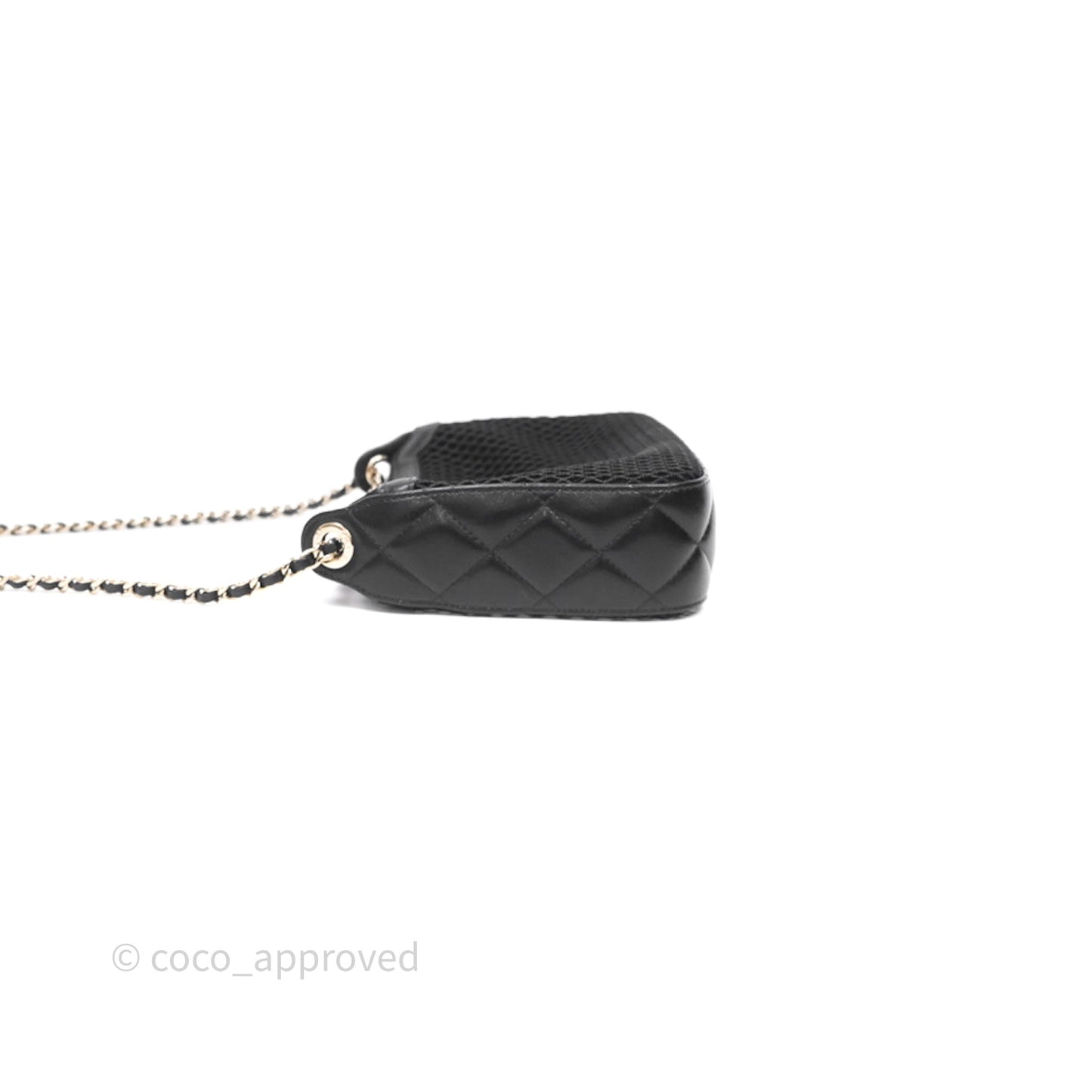 Chanel Mesh Clutch With Chain Black Shiny Lambskin Gold Hardware