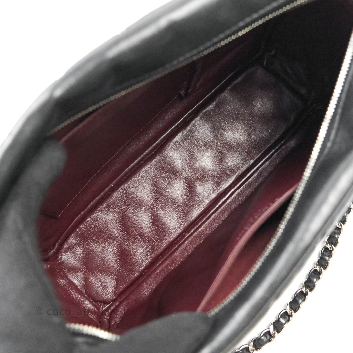 Chanel Quilted Camera Case Bag Black Lambskin Silver Hardware