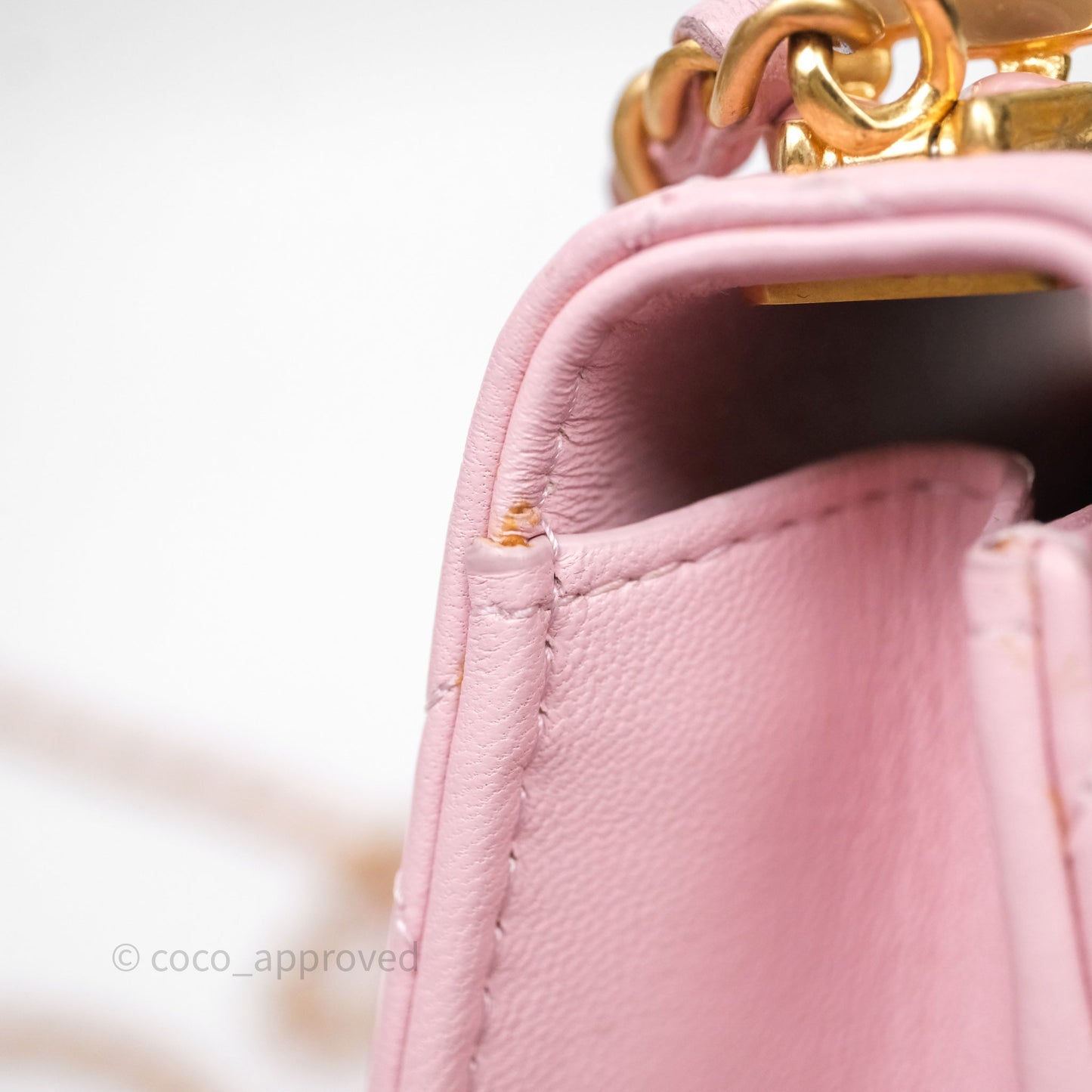 Chanel Mini Enamel Handle Clutch on Chain Pink Lambskin Gold Hardware