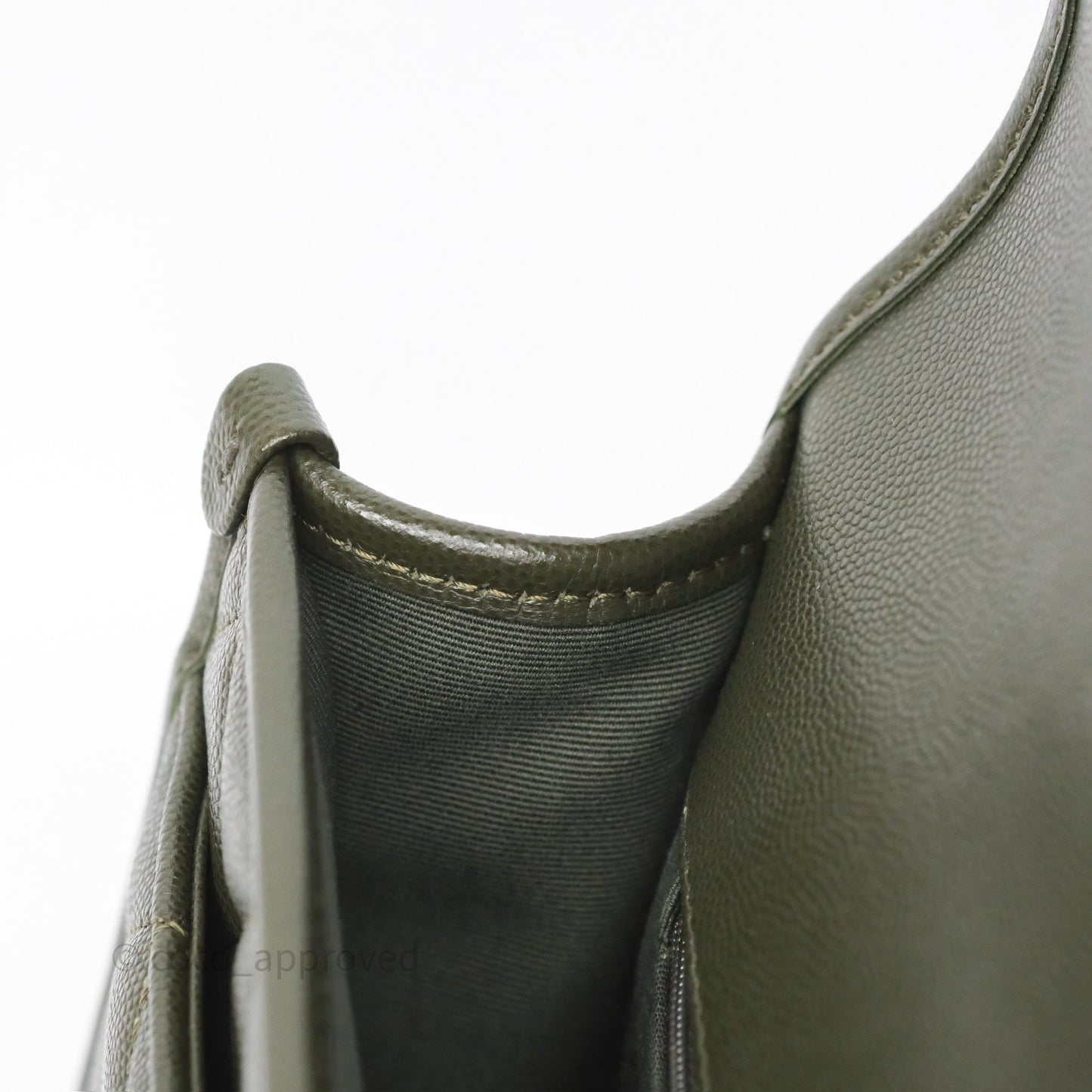 Chanel School Memory Top Handle Flap Army Green Caviar Aged Gold Hardware