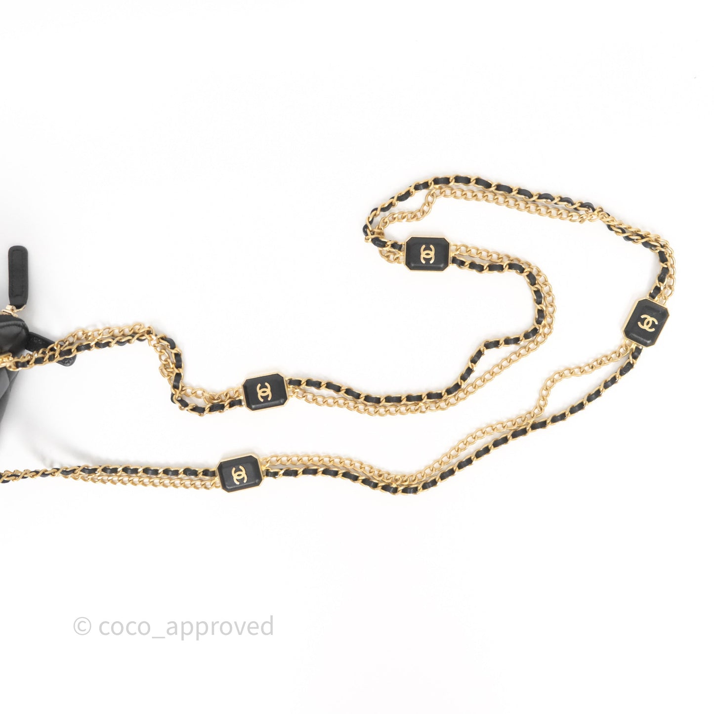 Chanel Mini Vanity With Double Chain Black Lambskin Aged Gold Hardware