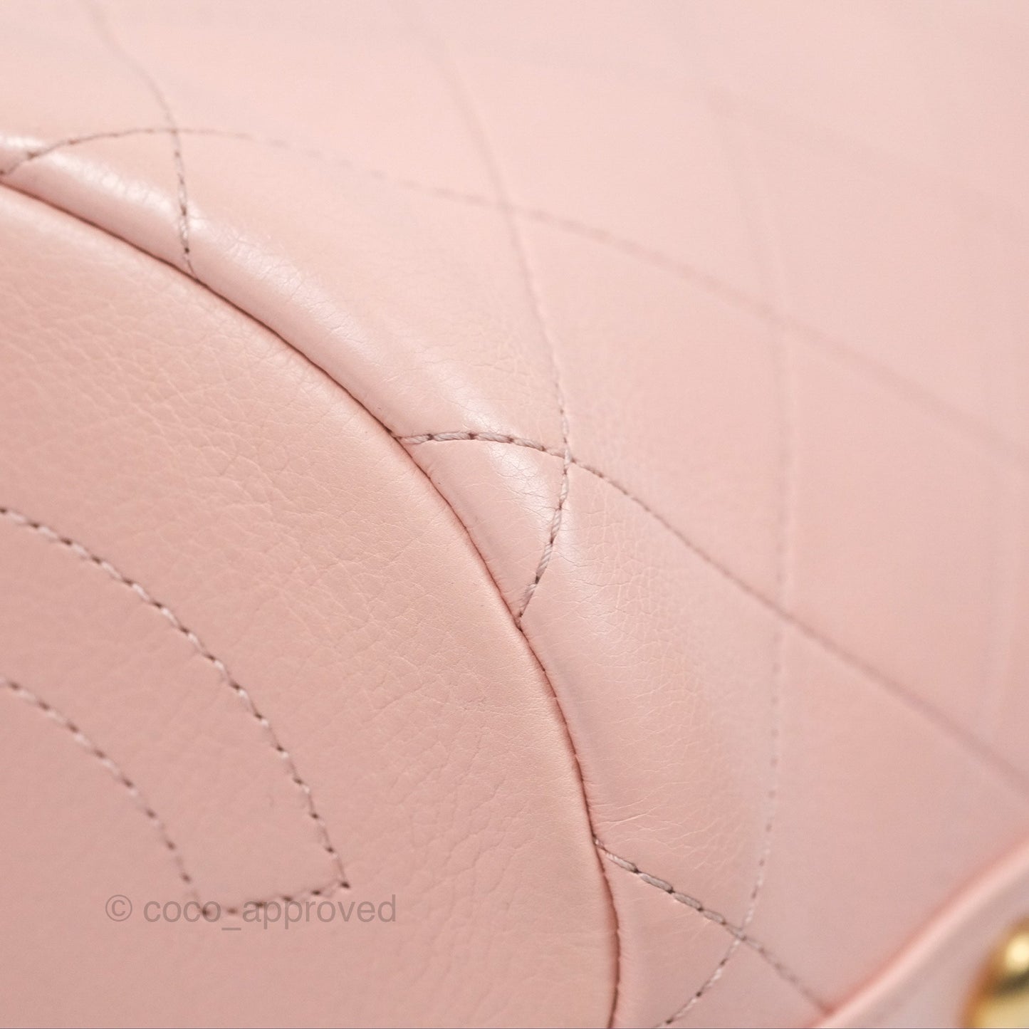 Chanel Quilted Top Handle Drawstring Bucket Bag Calfskin Tweed Pink Aged Gold Hardware
