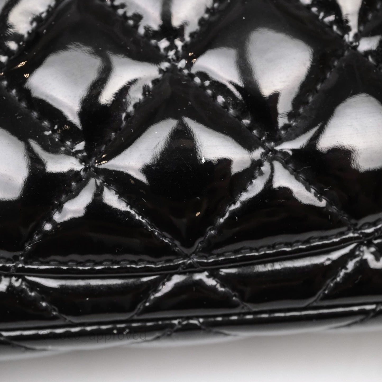 Chanel Quilted Mini Rectangular Flap Black Patent Silver Hardware
