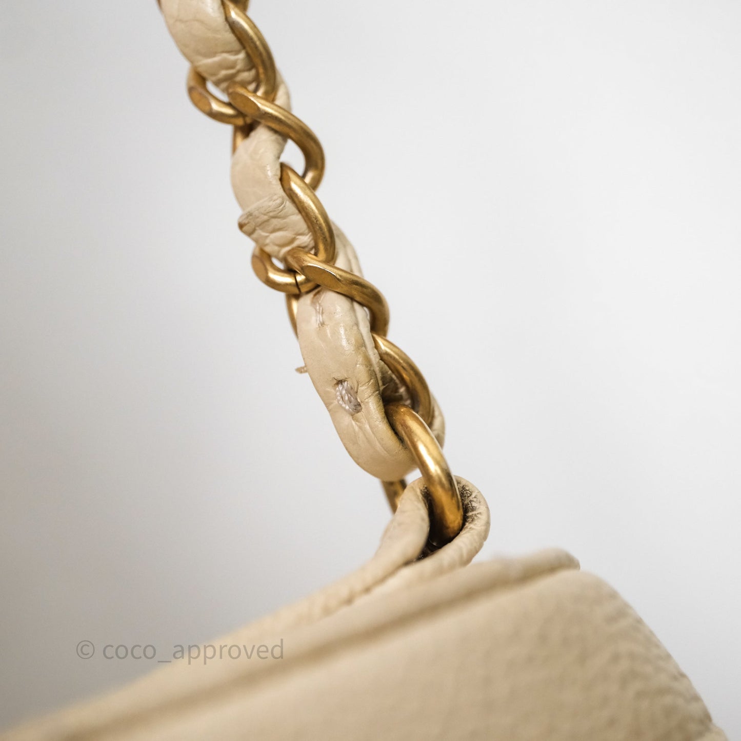 Chanel Quilted Caviar Waist Bag Ivory Aged Gold Hardware