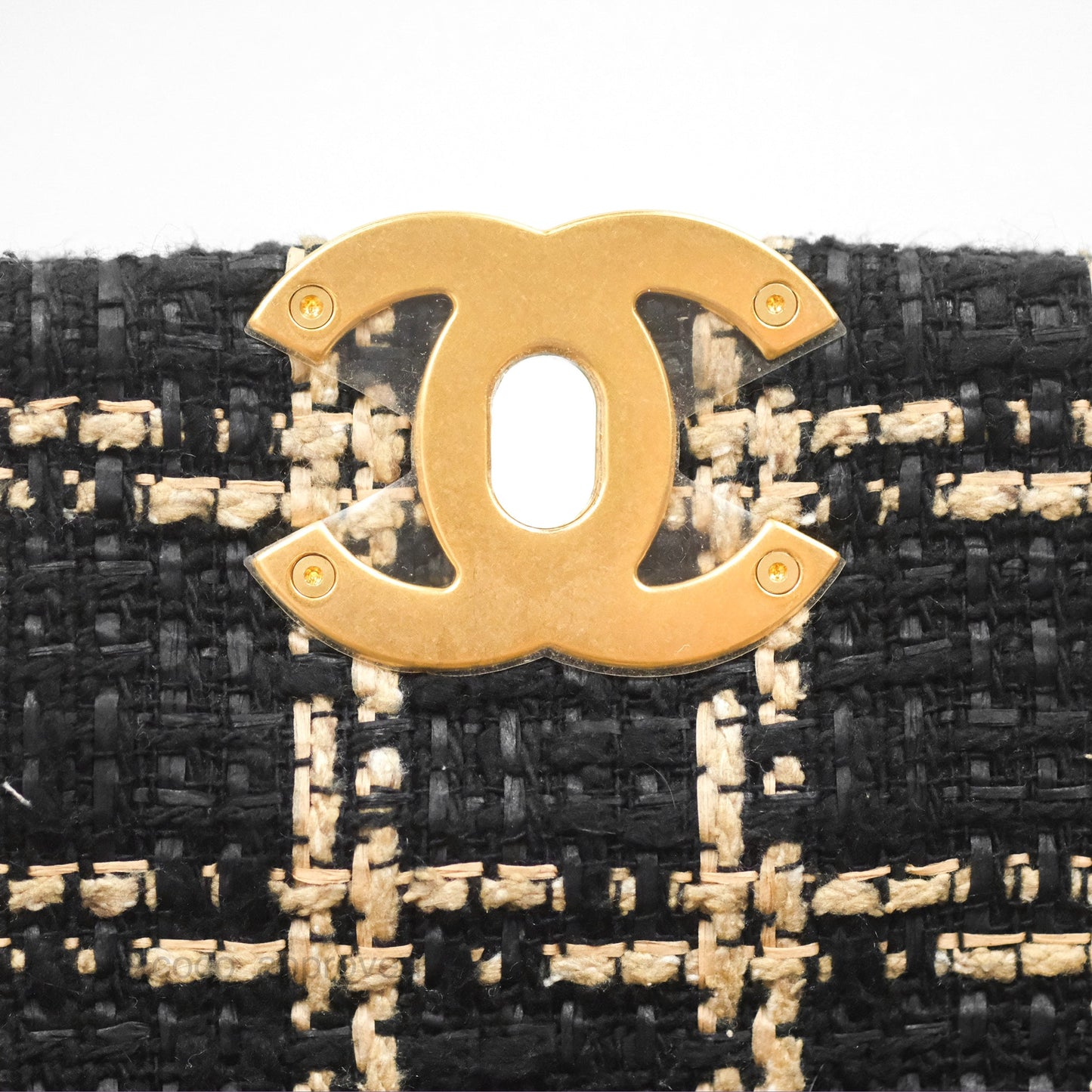 Chanel 19 Small Grid Black Beige Tweed Mixed Hardware