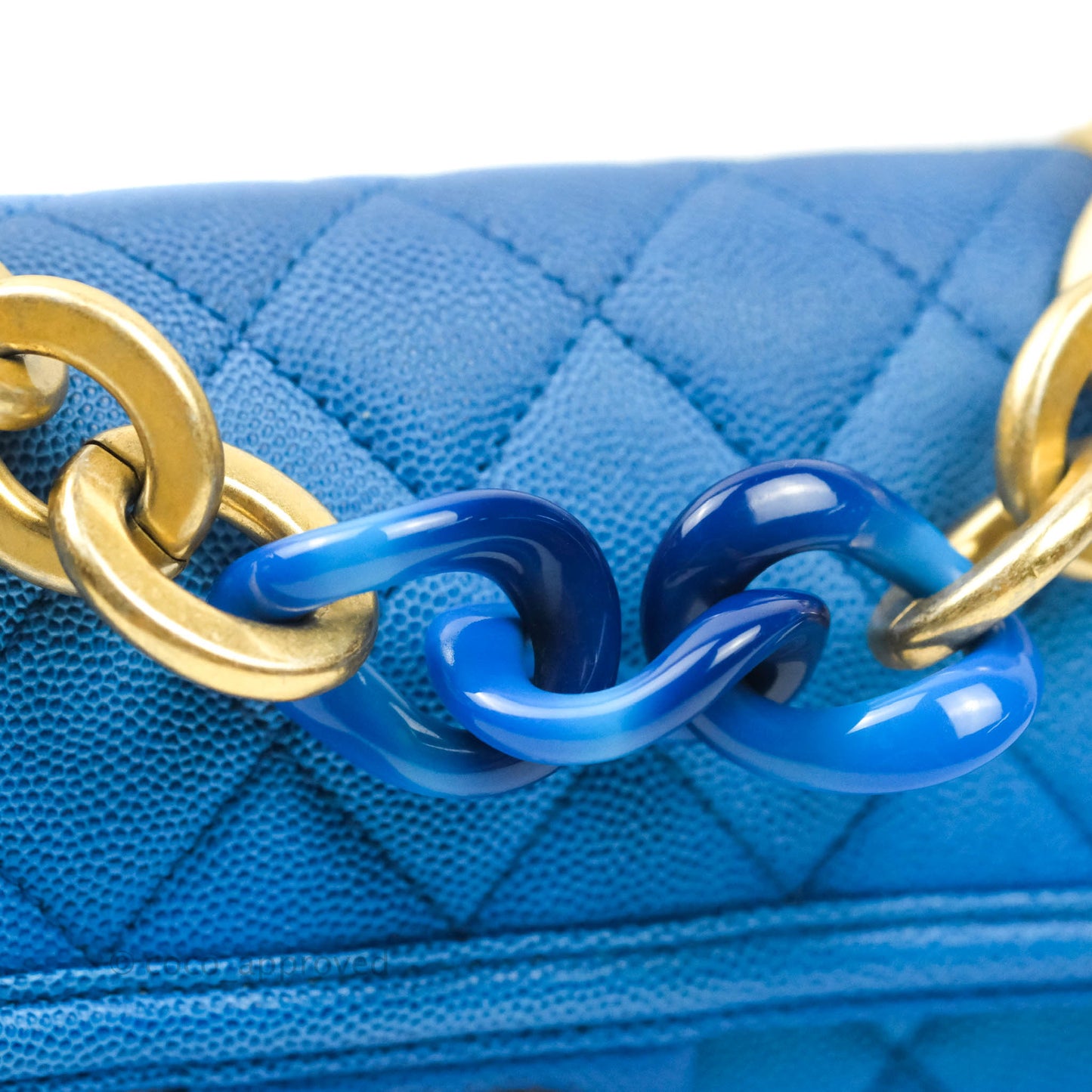 Chanel Quilted Sunset On The Sea Blue Flap Bag Caviar Aged Gold Hardware