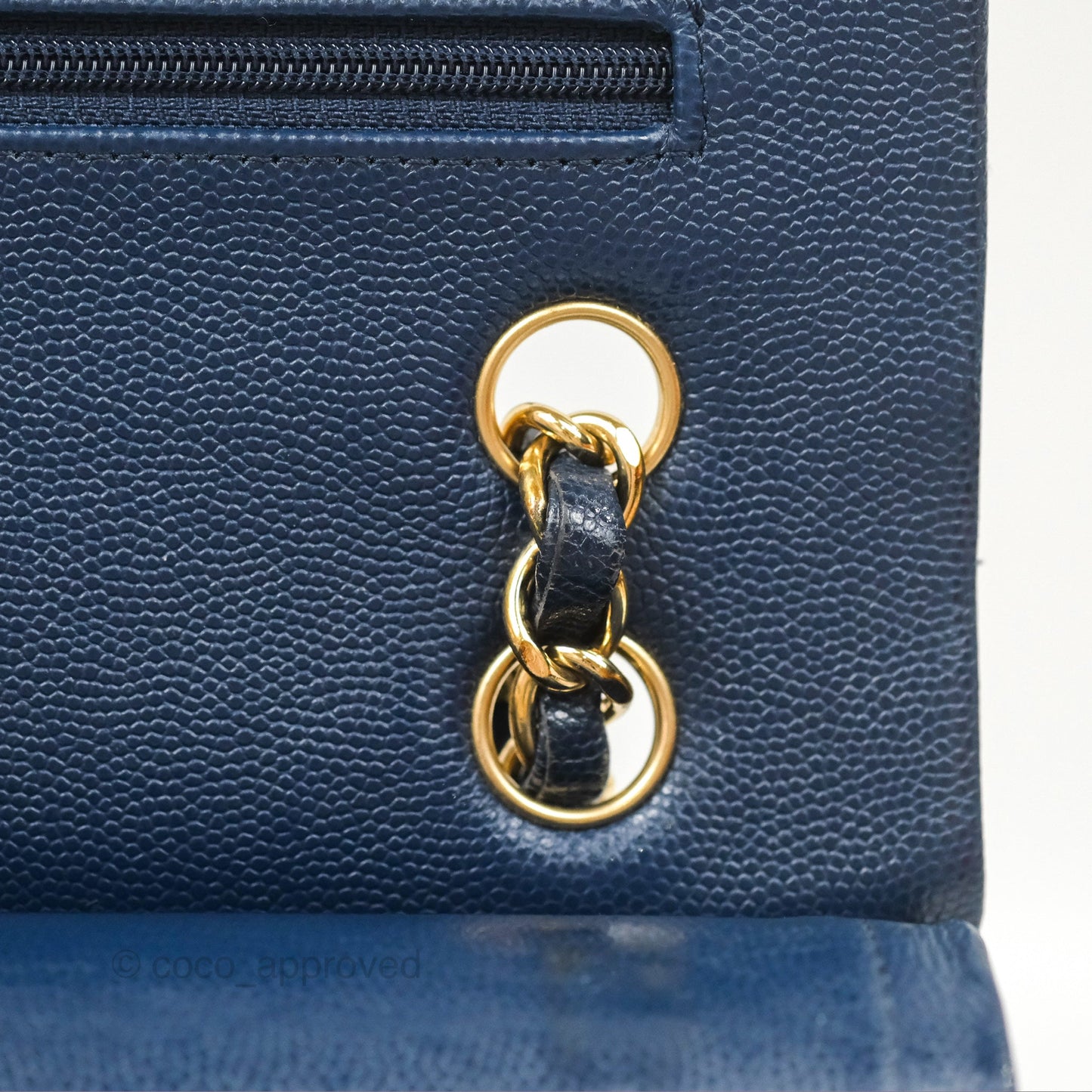 Chanel M/L Medium Classic Flap Quilted Navy Caviar Gold Hardware