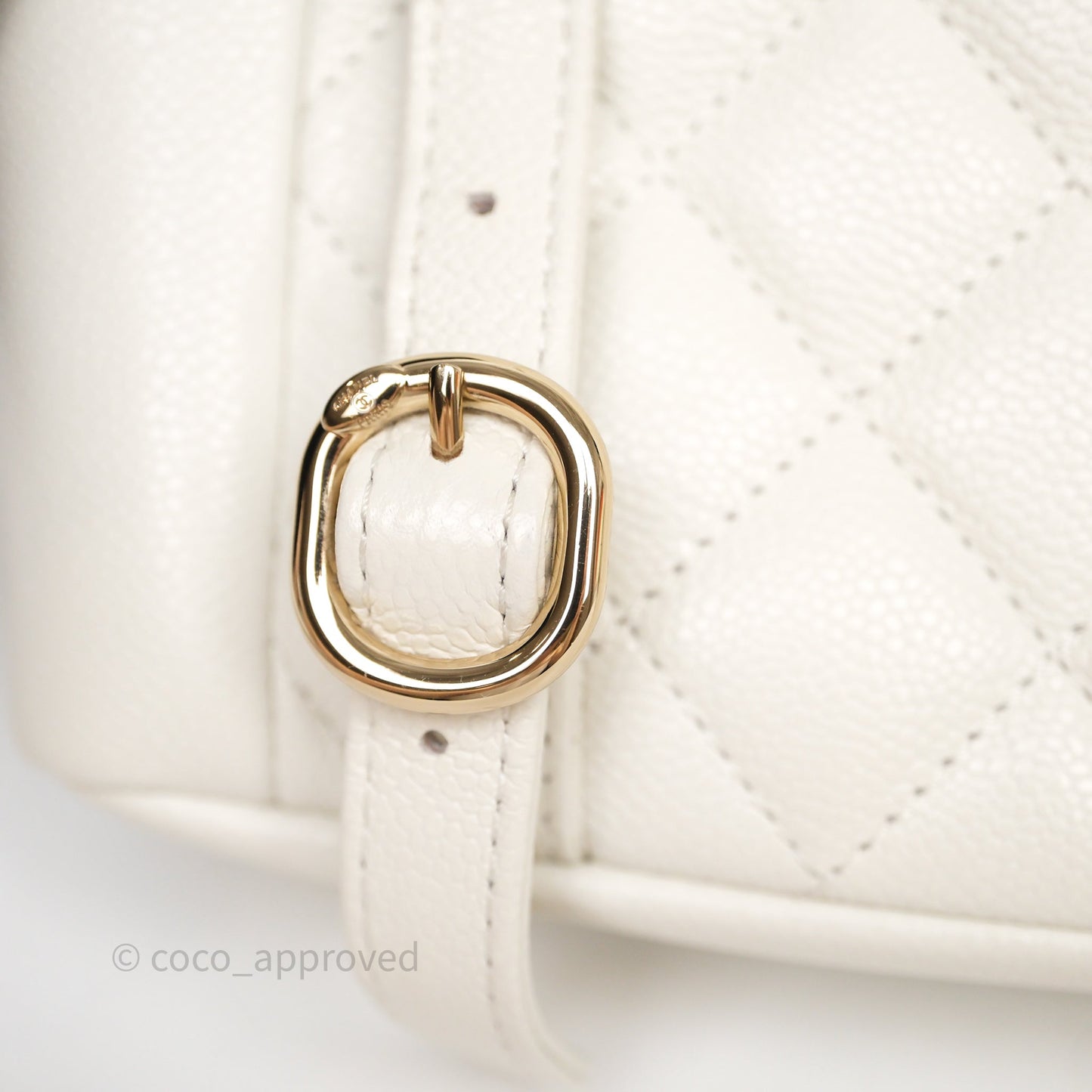 Chanel Duma Backpack Medium White Caviar Gold Hardware