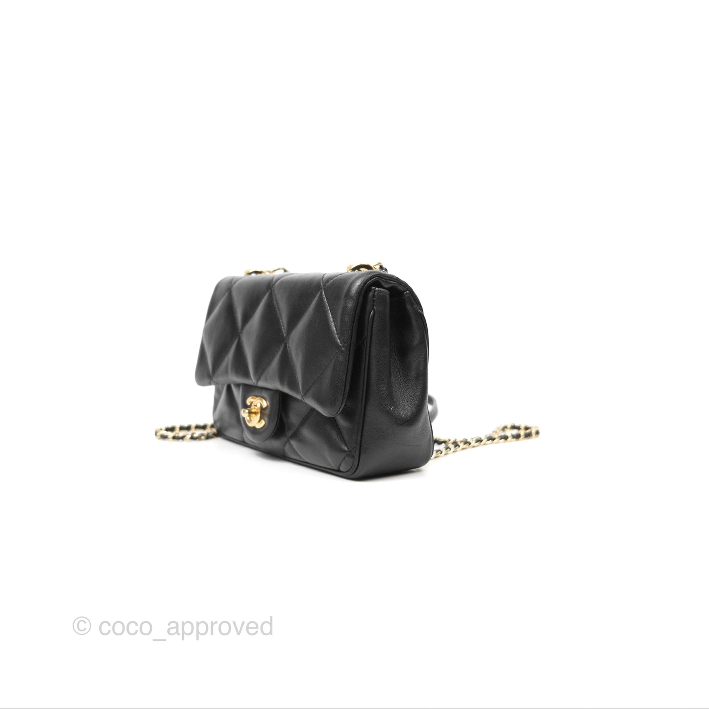 Chanel Small Coco Lady Quilted Flap Bag With Top Handle Black Calfskin Gold Hardware