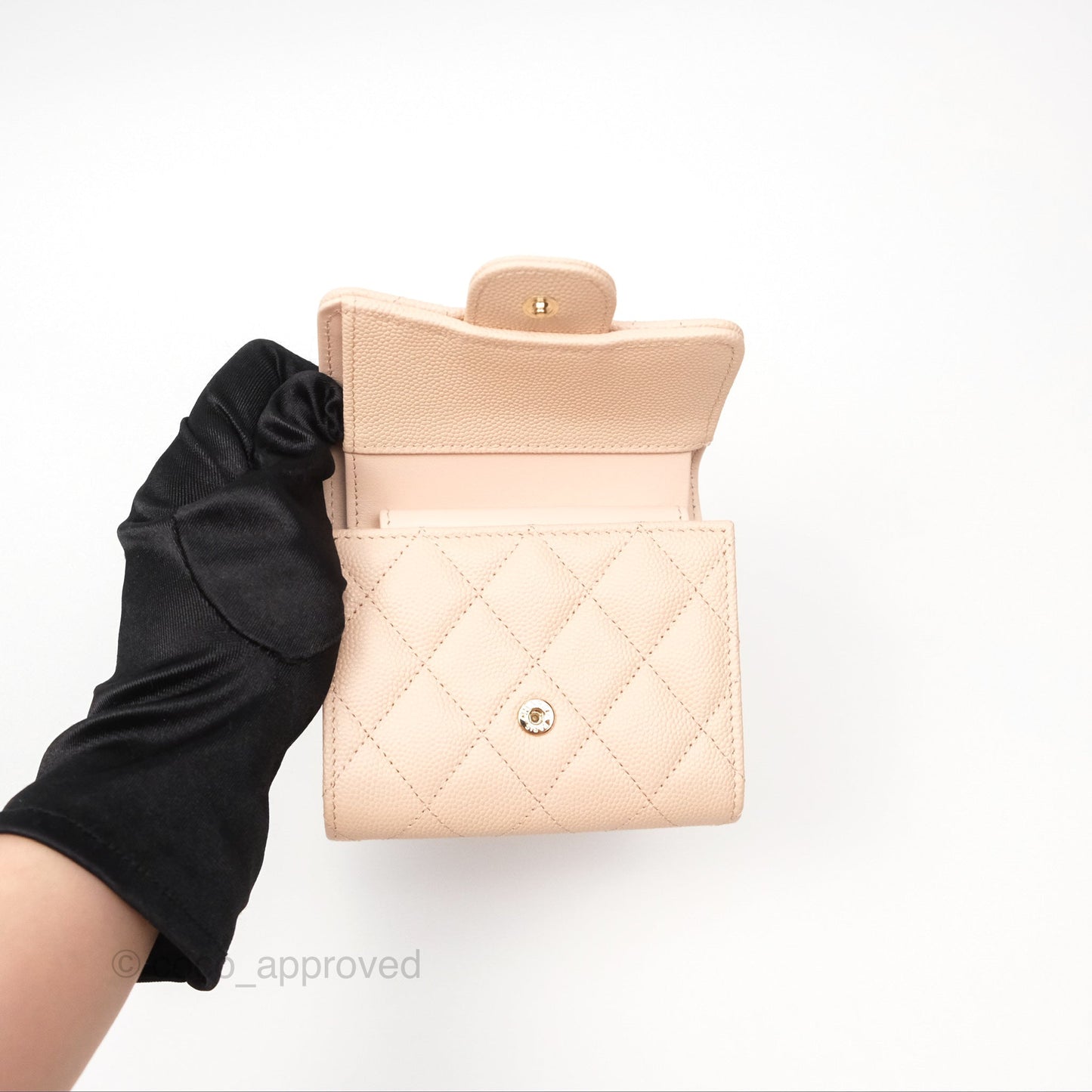 Chanel Classic Short Flap Wallet Beige Pink Caviar Gold Hardware
