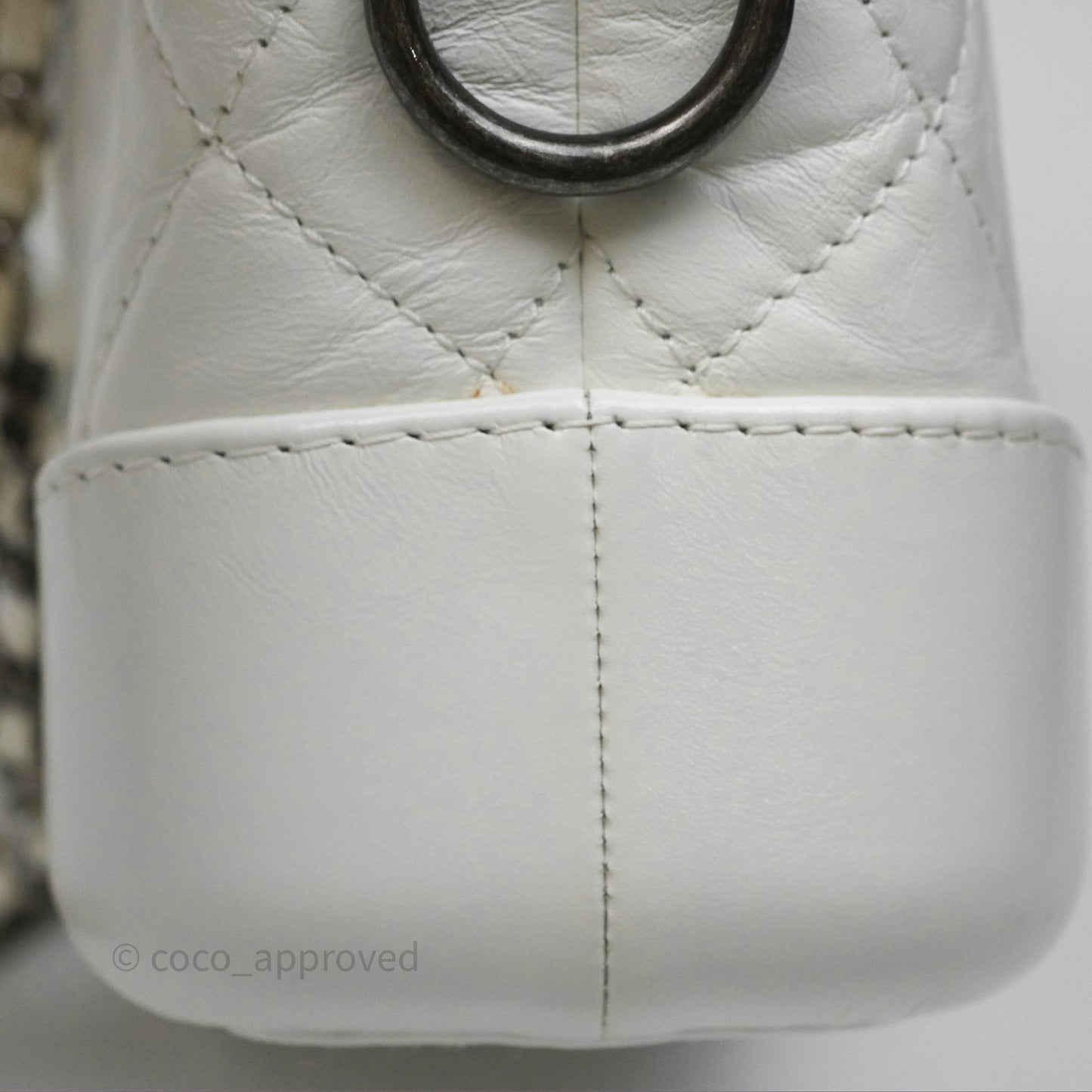 Chanel Small Gabrielle Hobo Quilted White Aged Calfskin