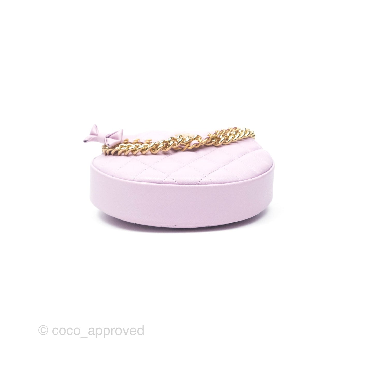 Chanel Bow Hobo Pouch Lilac Caviar Gold Hardware 24S