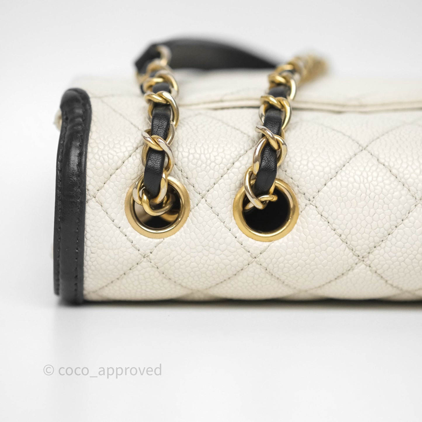 Chanel Quilted Medium CC Filigree Flap White/ Black Caviar