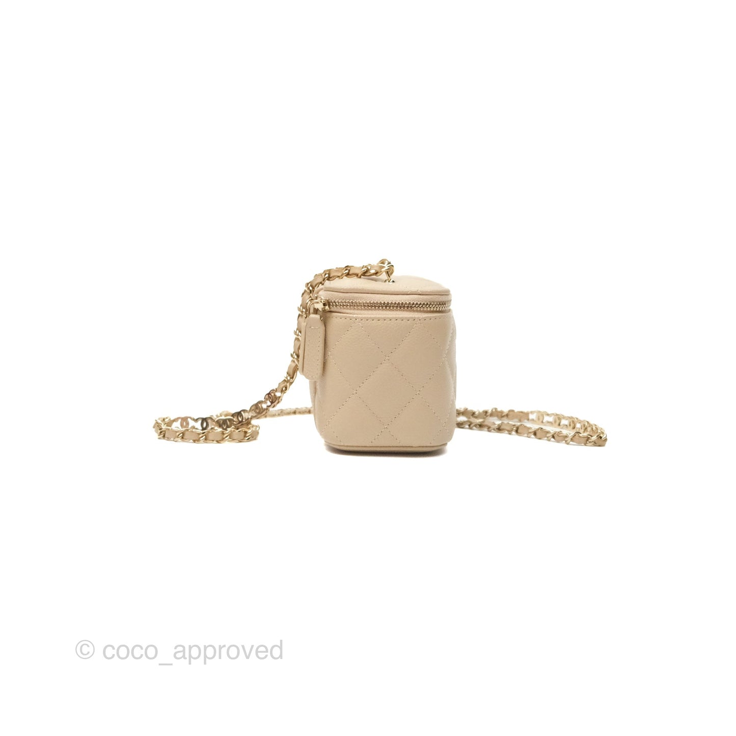 Chanel Mini Vanity With CC Chain Light Beige Caviar Gold Hardware
