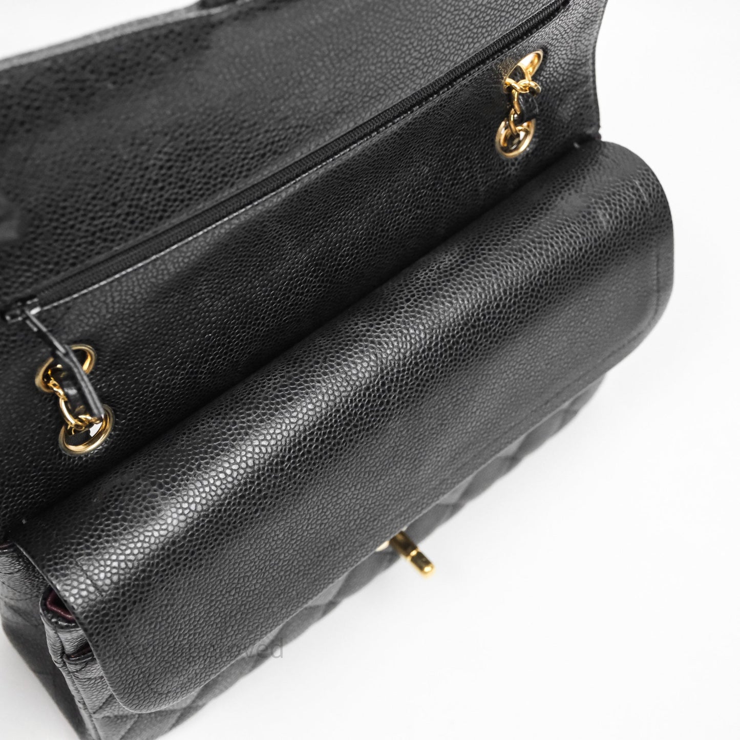 Chanel Classic M/L Medium Flap Quilted Black Caviar Gold Hardware