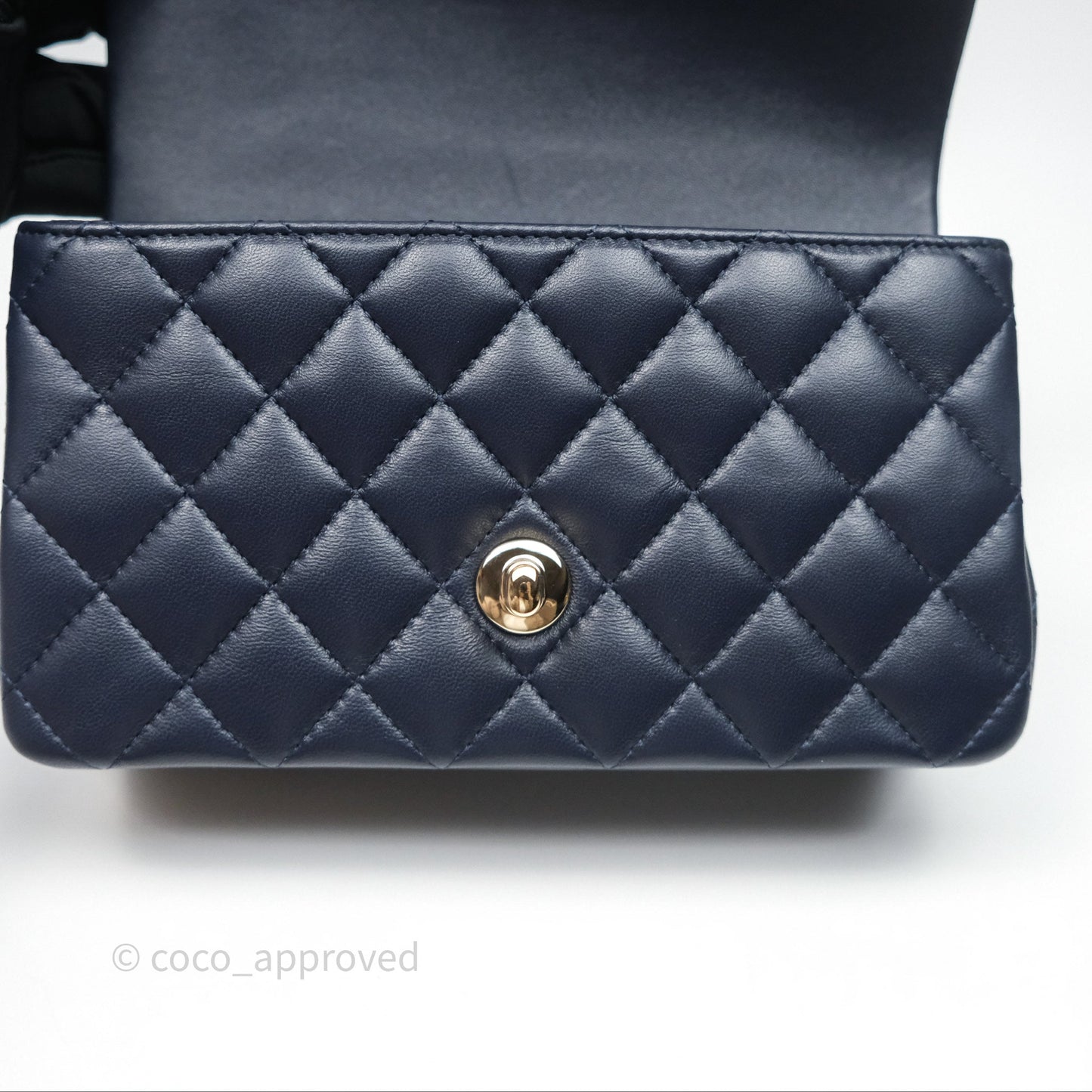 Chanel Top Handle Mini Rectangular Flap Bag Navy Lambskin Gold Hardware
