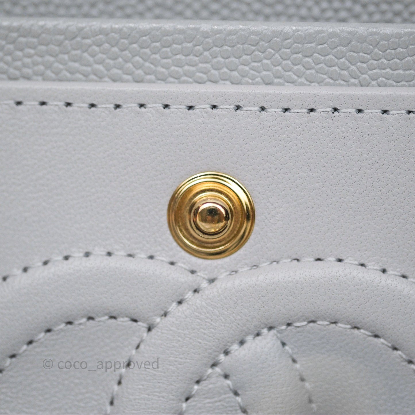 Chanel Small Classic Flap Quilted Grey Caviar Gold Hardware 21A