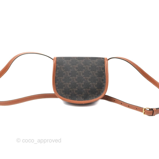 Celine Mini Besace Triomphe Canvas Calfskin Tan