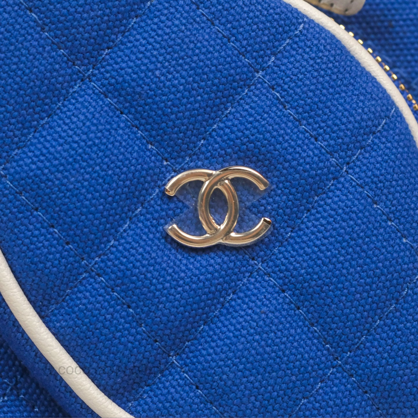 Chanel Mini Tennis Racket Clutch with Chain Blue White Cotton 23C