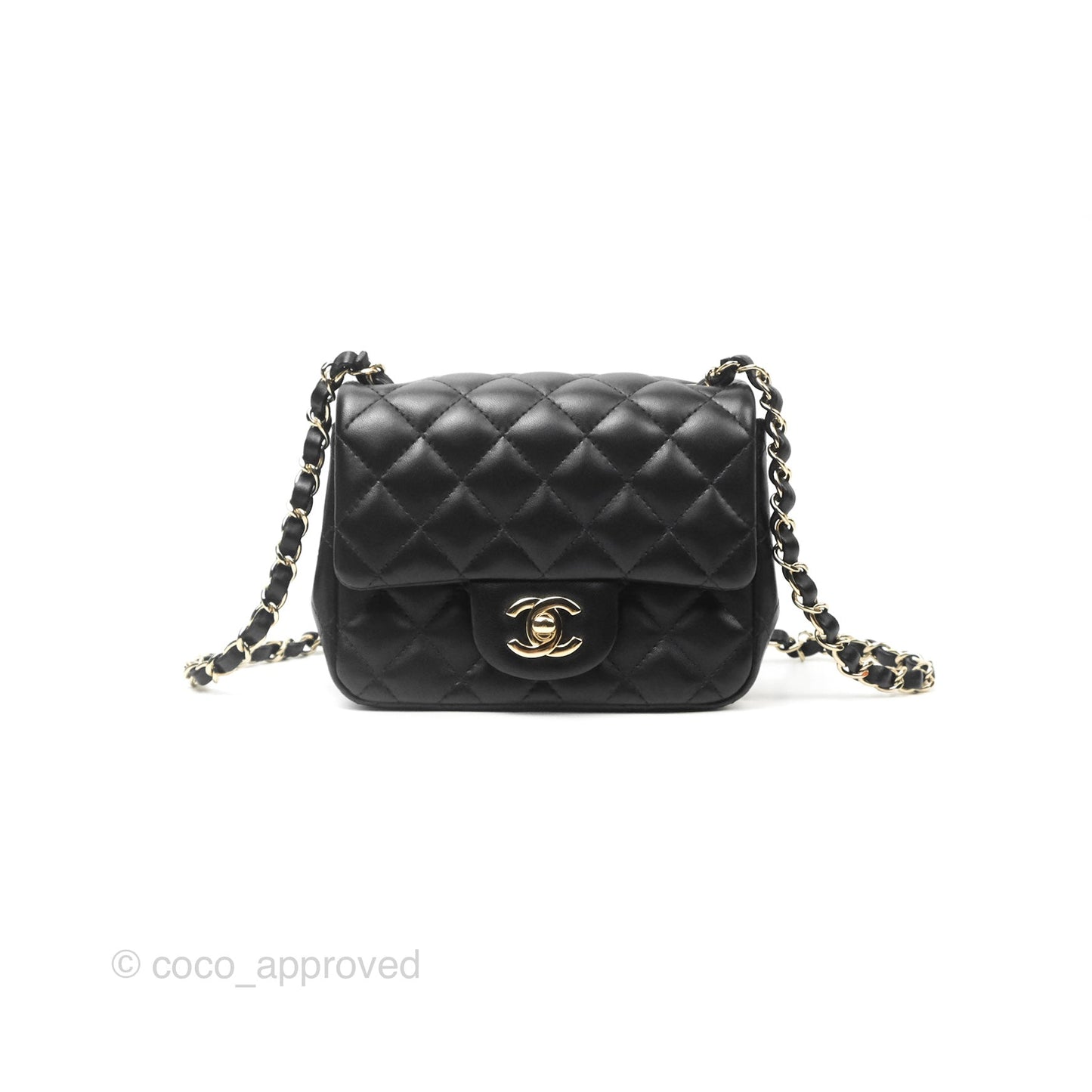 Chanel Mini Square Black Lambskin Gold Hardware