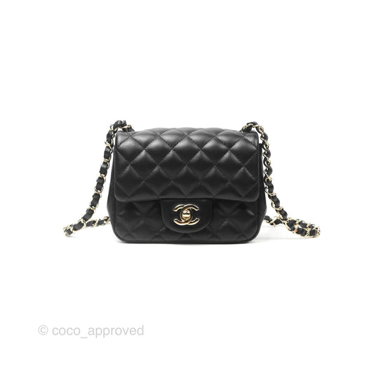 Chanel Mini Square Black Lambskin Gold Hardware