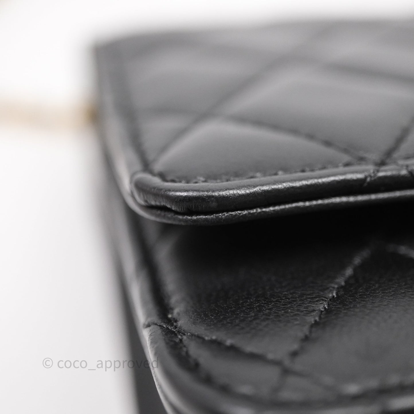 Chanel Top Handle Wallet On Chain WOC Black Lambskin Gold Hardware