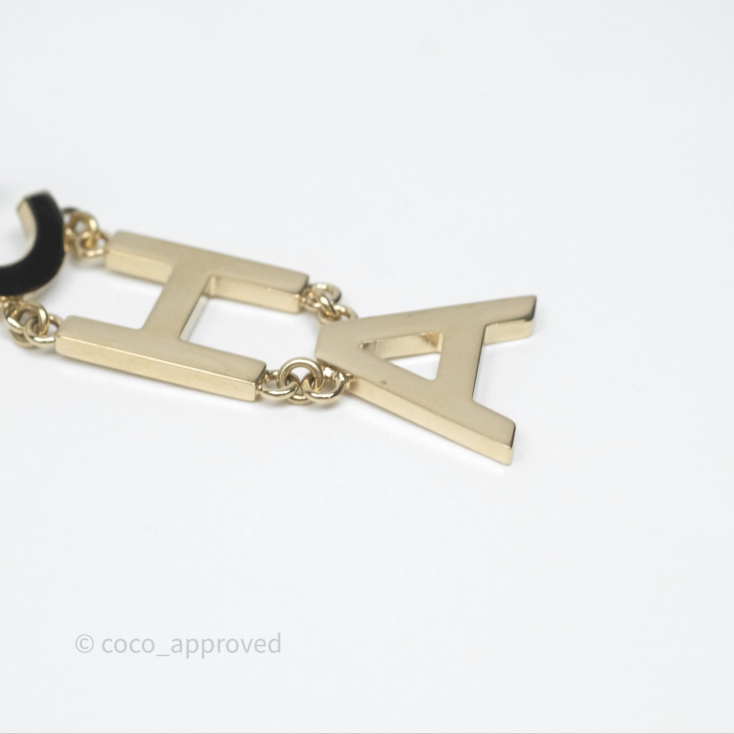 Chanel Letter Cha-Nel Logo Drop Earrings Gold Tone 20V