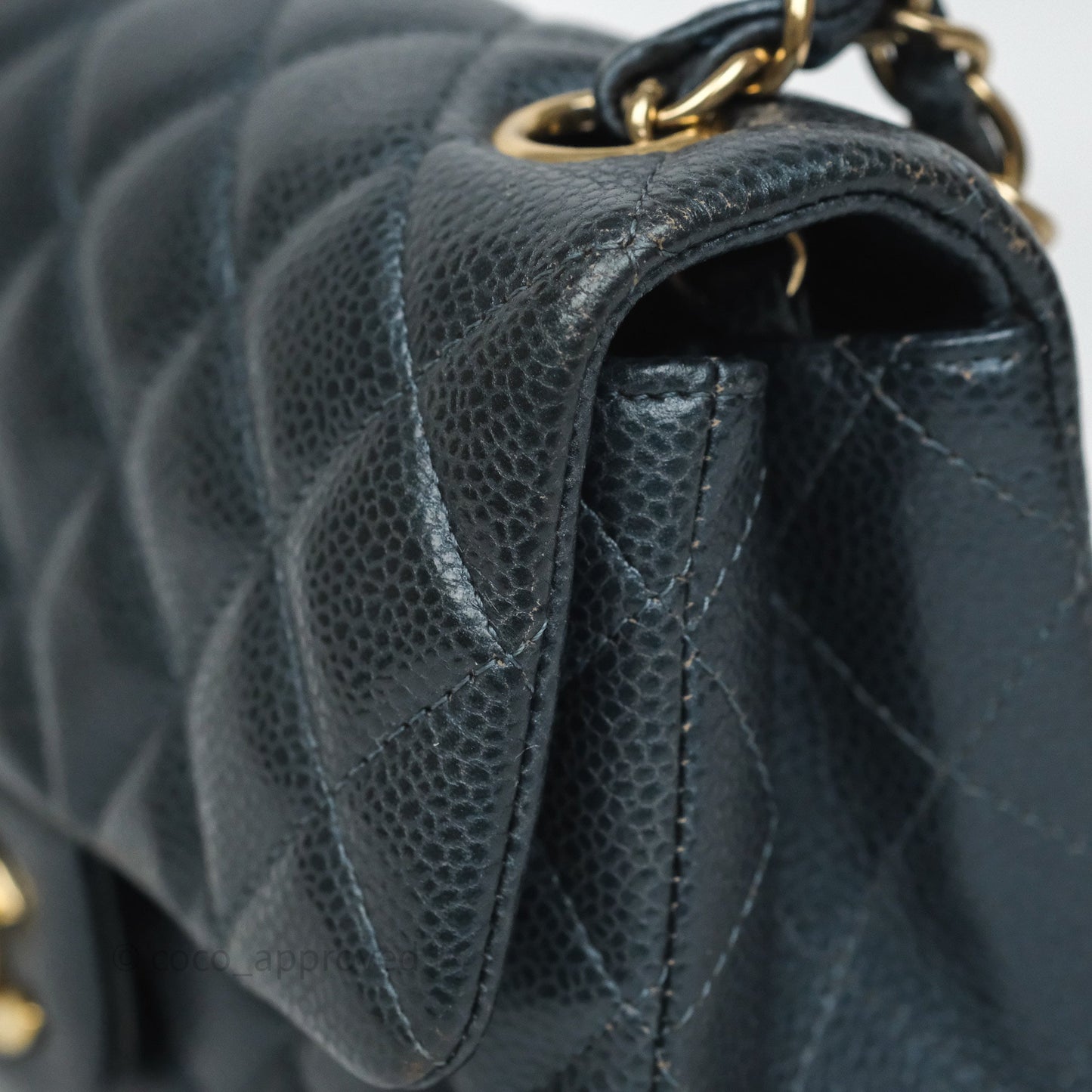 Chanel Mini Rectangular Quilted Iridescent Teal Caviar Gold Hardware