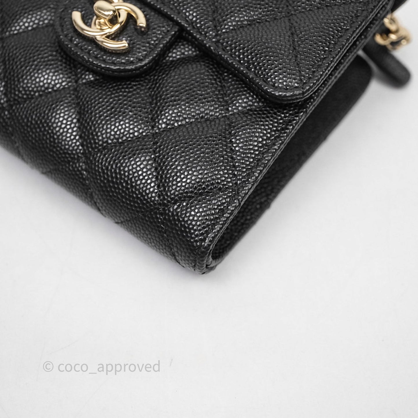 Chanel Quilted Mini Wallet on Chain WOC Black Caviar Gold Hardware