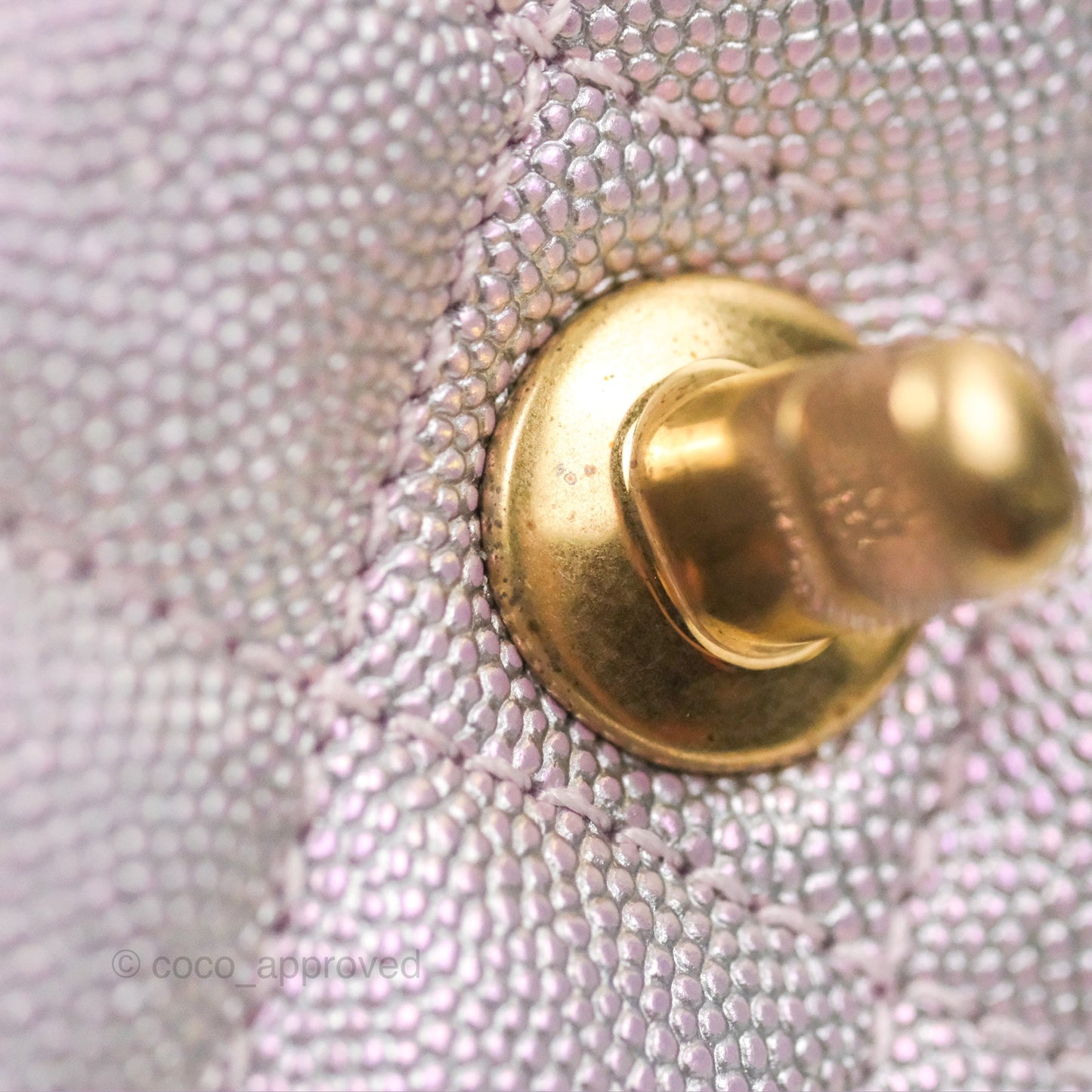 Chanel Mini Coco Handle Quilted Iridescent Purple Caviar Gold Hardware