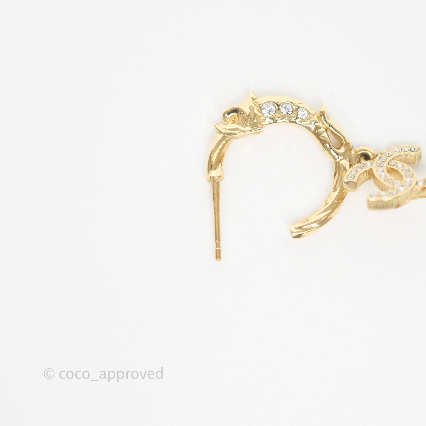 Chanel CC Crystal Hoop Earrings Gold Tone 23V