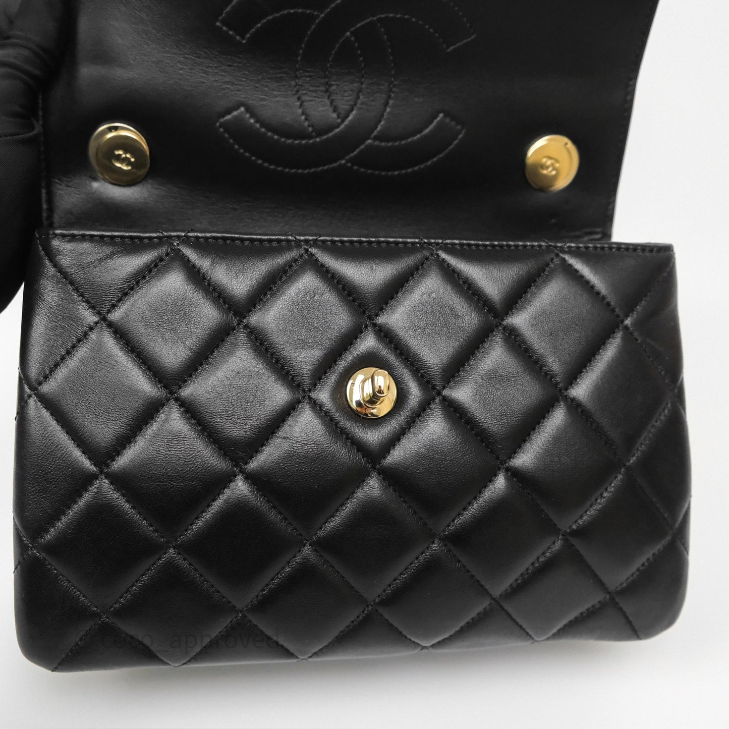 Chanel Small Trendy CC Black Lambskin Gold Hardware