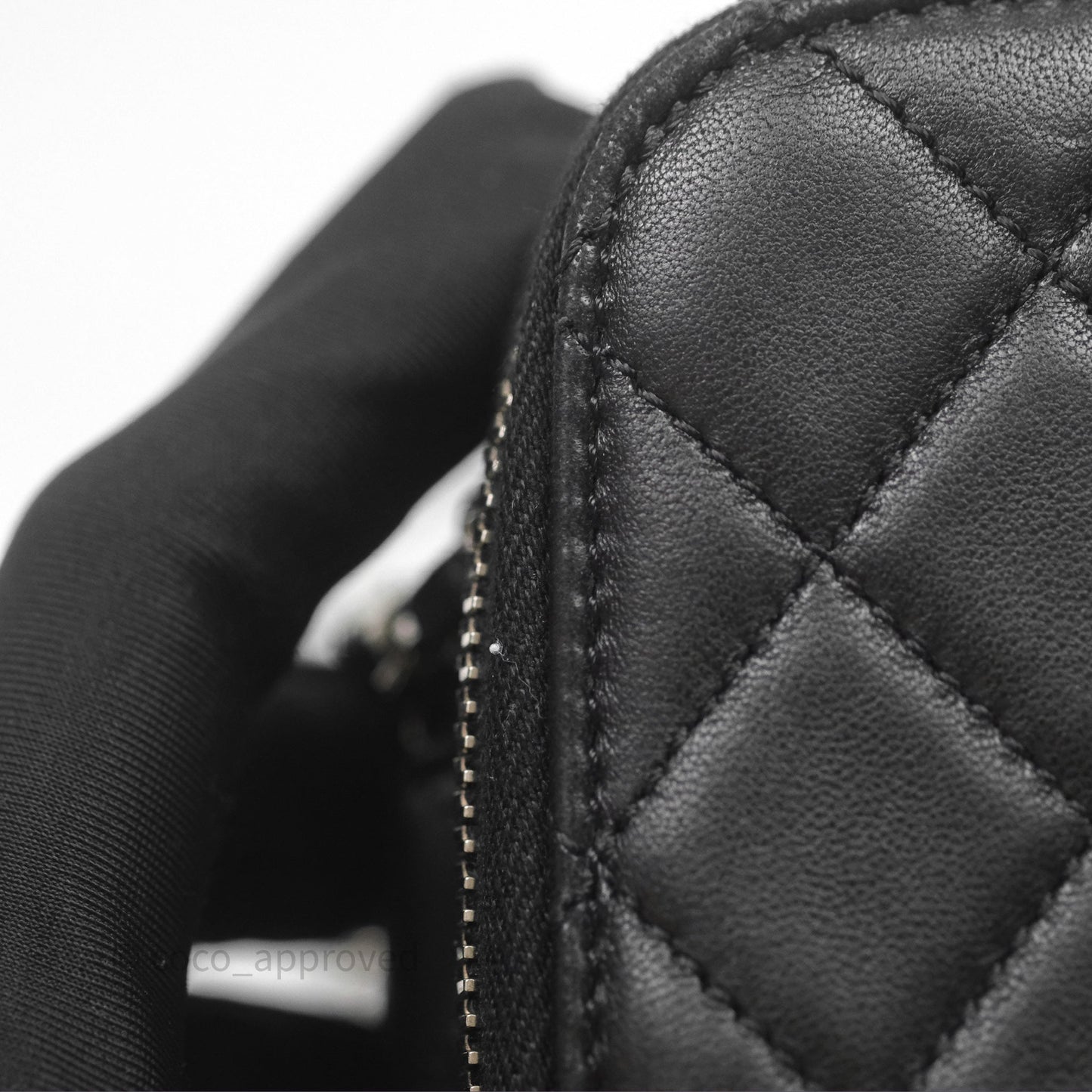 Chanel Mini Quilted Double Pouch Bag Lambskin Sliver Hardware