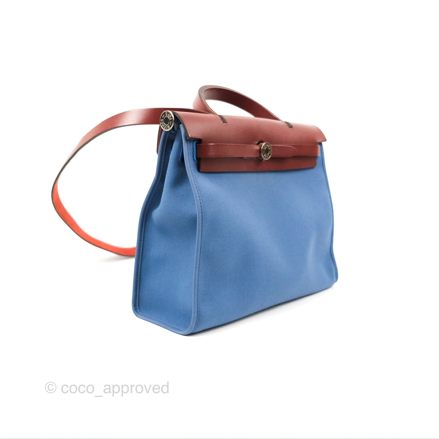 Hermès Herbag Zip 31 Rouge H/Bleu Agate Canvas Palladium Hardware